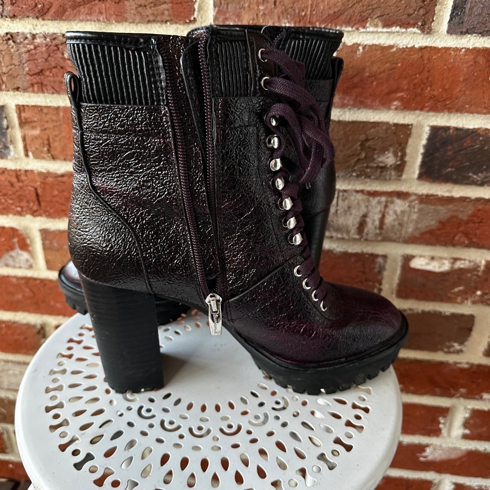 Vince Camuto Dark Plum Lace-Up Combat Boots - Picture 6 of 11